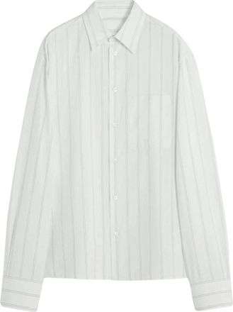Lanvin Chemise Ray&eacute;e - Heren - Casual Overhemden - Wit - L - Katoen - Overhemden