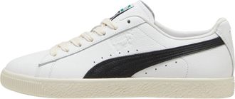 Puma Clyde Sneaker in White/Black Leather Men
