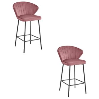 OEM Taburete Gatta - Terciopelo Rosa Oscuro / Patas Negras X 2