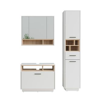 Vicco Conjunto De Muebles De Ba&ntilde;o Beatrice, Blanco/sonoma, 3 Partes Con Unidad Alta