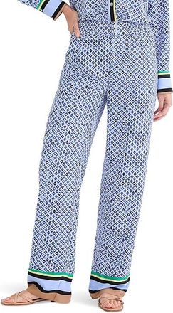 Nic+Zoe 31 Mosaic Trimmed Lenox Wide Leg Pants Womens Clothing Blue : 16, Polyester