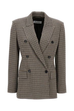 Max Mara Brown Houndstooth Peaked Lapel Blazer
