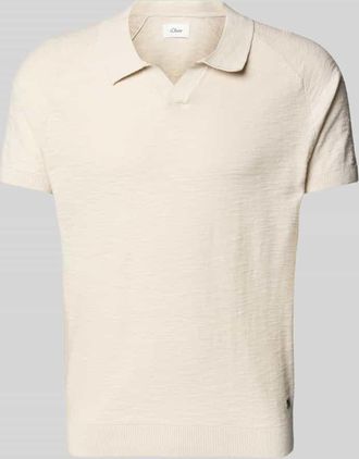 s.Oliver Red Label Regular Fit Poloshirt mit Flammgarnstruktur in Sand, Gr&ouml;&szlig;e L