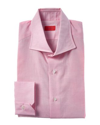 Isaia Mix Linen-Blend Dress Shirt