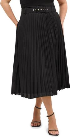 City Chic Petra Pleated Skirt in Black at Nordstrom, Size Xxxs