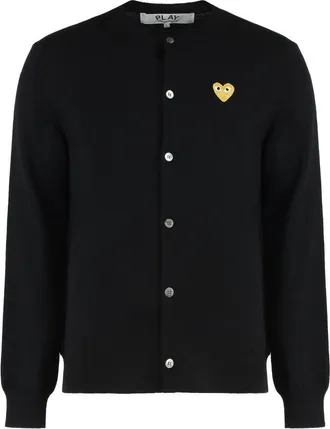 Comme Des Gar&ccedil;ons Black Logo Crew Neck Cardigan