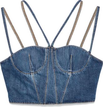 Nensi Dojaka Denim Bustier Top - Womens - Cotton