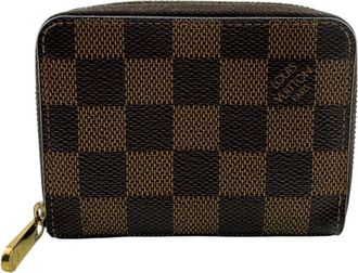 Louis Vuitton Damier Brown Leather Coin Purse/Coin Case (Pre-Owned)
