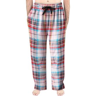 Generic Mens Long Checked Pyjama Bottoms, Checked Pyjama Bottoms, Mens Baggy Fashion Pyjama Bottoms with Drawstring and Pockets, Casual Home Trousers, Cuddly 
