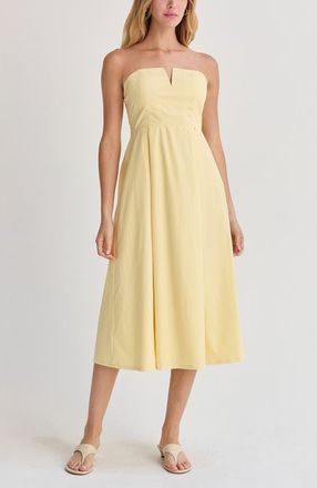 Crescent V-wire Modal Blend Midi Dress in Yellow at Nordstrom, Size Large