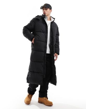 Asos longline puffer jacket with hood in black