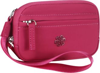Generic questAll Waterproof RFID Coin Purse for Women, Lightweight Nylon Travel Wallet with Wristlet, Multi-Zipper Card Holder 9102, Rose