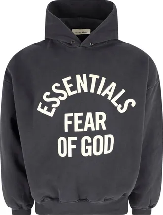 Fear of God Charcoal Arched Logo Cotton Hooded Sweatshirt