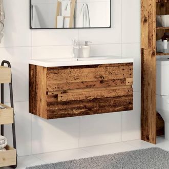 Berkfield Home Sink Cabinet with Built-in Basin Old Wood in Brown