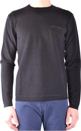 Paolo Pecora Wollen knitwear met lange mouwen en ronde hals - Heren - Ronde hals truien - Zwart - M - Wol - Truien & Vesten