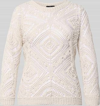 Monari Strickshirt mit Rundhalsausschnitt in Ecru, Gr&ouml;&szlig;e 34