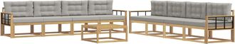 vidaXL Conjunto De Sof&aacute;s De Exterior 9 Uds. Blanco Y Gris Claro Vidaxl
