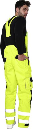 Generic JMA TRADING Mens Hi Viz Contrast Water resistant Overall Bib & Brace Breathable Dungarees Trouser (as8, alpha, m, regular, regular, Yellow)