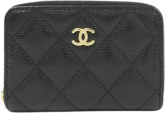 Chanel Pre-owned Portemonnee/munttasje - Dames - Vintage Accessoires - Zwart - ONE Size - Leer - Vintage