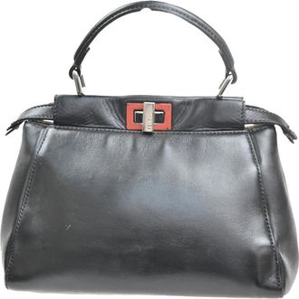 Fendi Peekaboo Bag Leather Black Leather Handbag (Pre-Owned)