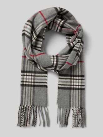 Christian Berg Schal mit Ausfransungen in Mittelgrau Melange, Gr&ouml;&szlig;e 1