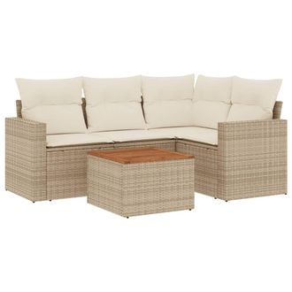 vidaXL Vidaxl - Set Divano Da Giardino 5 Pz Con Cuscini Beige In Polyrattan