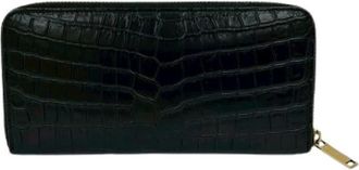 Saint Laurent Pre-owned Wallets, male, Black, Size: ONE SIZE Pre-owned Paris Croco Embossed Leather Long Wallet