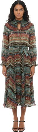 La DoubleJ Multicolor Crew Neck Midi Dress