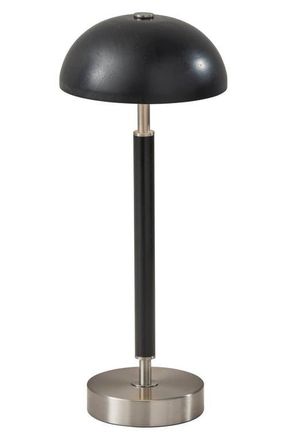Adesso Ronny Cordless LED Table Lamp in Black Wood /Brushed Steel at Nordstrom