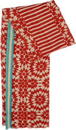 Me&K Artisanal Jacquard Cashmere Scarf With Geometric Design