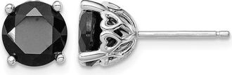Diamond2Deal Sterling Silver Rhodium-plated Black Sapphire Earrings