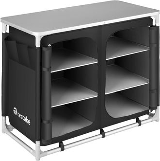 TecTake Cocina de camping 97x475x78cm aluminio negro