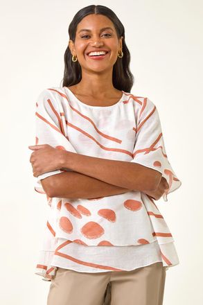 Roman Abstract Layered Tunic Top