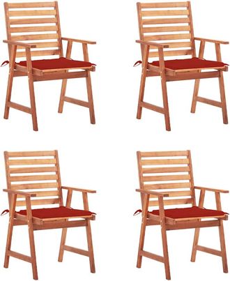 vidaXL Vidaxl - Sillas Comedor De Jard&iacute;n Y Cojines 4 Uds Madera Maciza Acacia