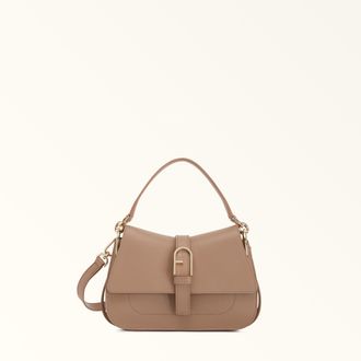 Furla Flow Borsa A Mano Greige Grigio Pelle Di Vitello Claris Lux Donna