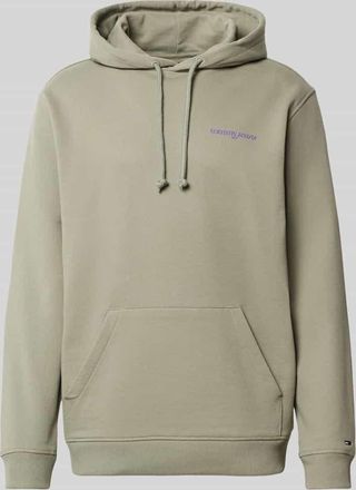 Tommy Jeans Relaxed Fit Hoodie aus reiner Baumwolle in Oliv, Größe XL