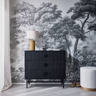 Sweeek 3-drawer Chest With A Wooden-effect & Black Grooves