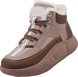 Generic Winter Boots Size 3 Warm Plush Deer Prints Flat Round Toe Lazy Suede Shoes Boots Ladies Knee High Boots Size 5 Used (Coffee, 6.5)