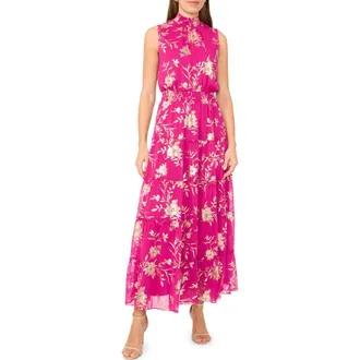Halogen Tiered Maxi Sundress in Pink Multi at Nordstrom Rack, Size X-Large