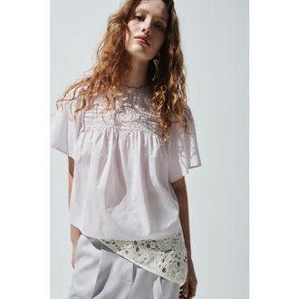 H&M Cotton blouse with eyelet embroidery in Light Purple at Nordstrom, Size X-Small