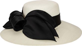 San Diego Hat Company Satin Bow Hat in White/Black at Nordstrom Rack