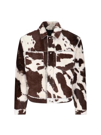 Represent Multicolor Cow Print Leather Jacket