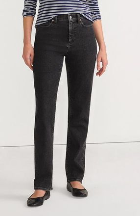 Lands End Recover High Rise Straight Leg Blue Jeans in Black Stone Wash at Nordstrom, Size 10 Tall