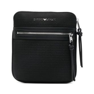 Emporio Armani Tassen, Heren, Zwart, ONE Size, Polyester, Monogram Crossbody Bag