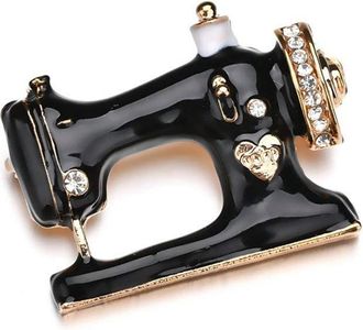 Generic Sewing Machine Shape Crystal Brooch Pin Fashion Vintage Personalized Clothes Bags Backpacks Lapel Pin Jewelry Gift Nice Multicoloured