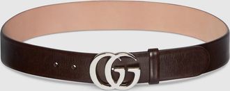 Gucci Flat Marmont Belt, Size Gucci 100, Brown, Leather