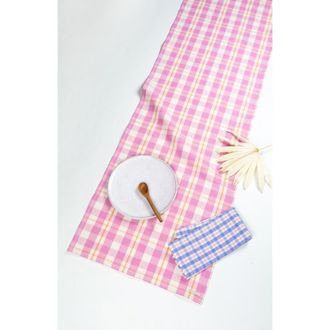 Archive New York Handwoven Colorful Plaid Cotton Table Runner in Pink at Nordstrom, Size X-Large