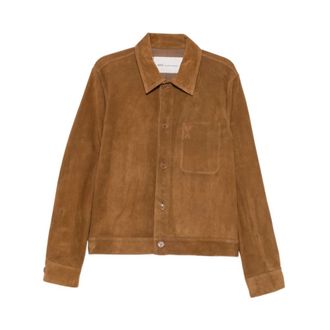 Ami Giacca in pelle scamosciata con logo Ami de Coeur in rilievo - - Jackets - Uomo - Beige - L