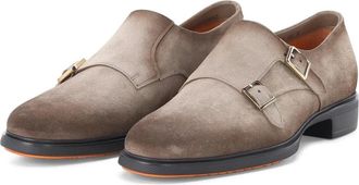 Santoni Doppel-Monkstrap - Heren - Nette schoenen - Bruin - 44 EU - Leer - Schoenen