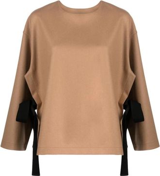 Erika Cavallini Semi Couture Nara Wolblend Blouse - Dames - Blouses - Bruin - XS - Wol - Overhemden
